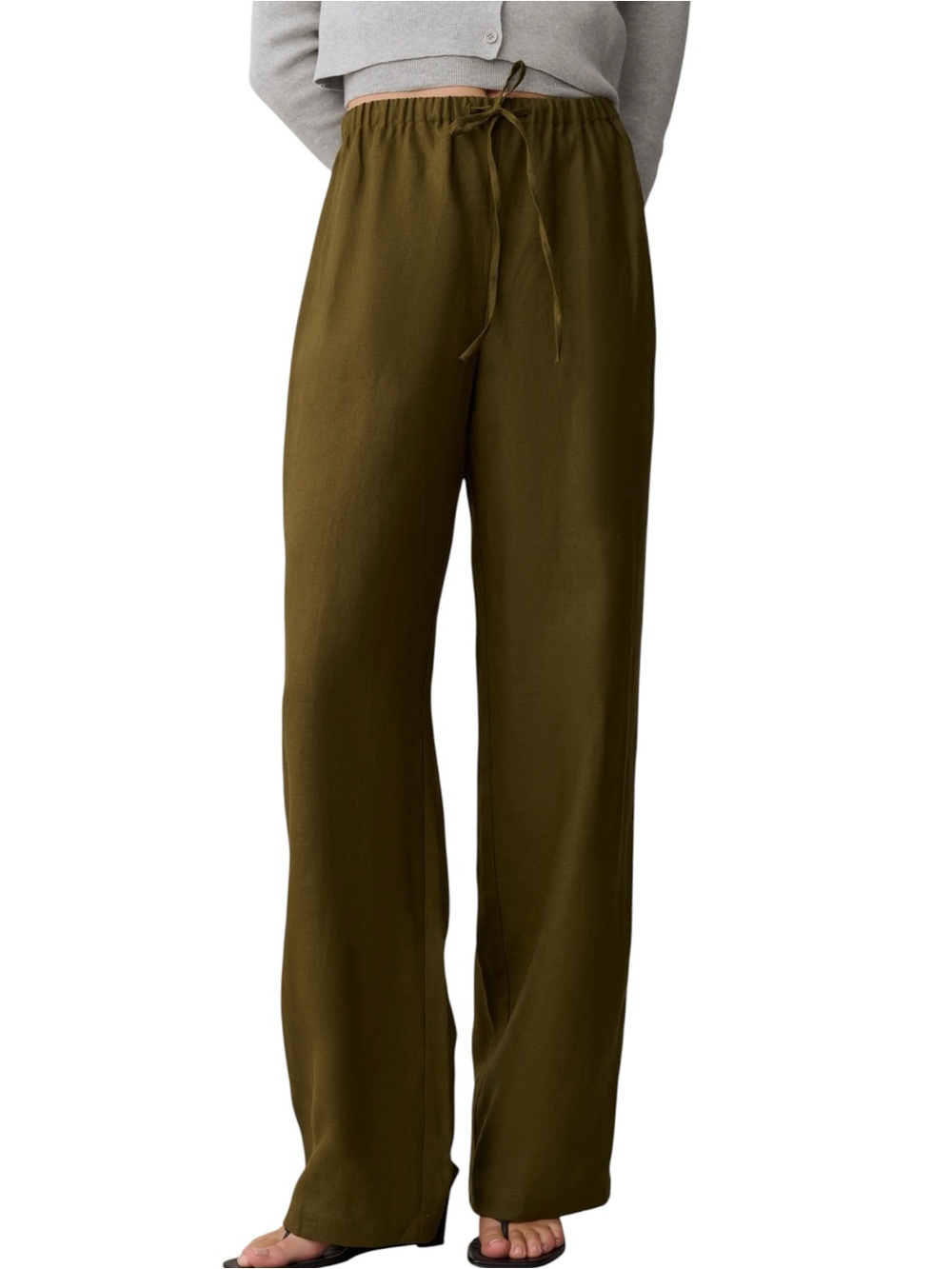 Caara Few Moda Paloma Linen Pant Olive Green NWT